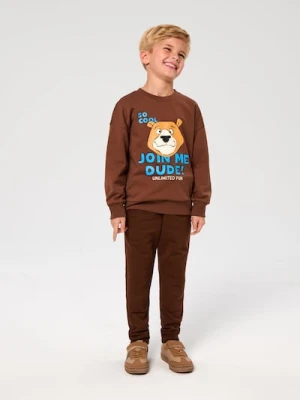 Sinsay - Spodnie jogger basic - brązowy