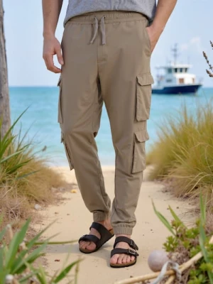 Sinsay - Spodnie jogger cargo - beżowy