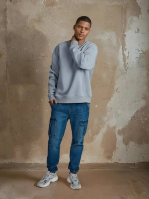 Sinsay - Spodnie jogger cargo - niebieski