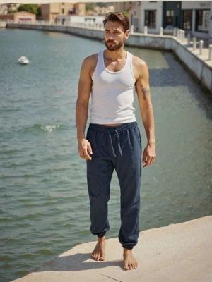 Sinsay - Spodnie jogger - granatowy