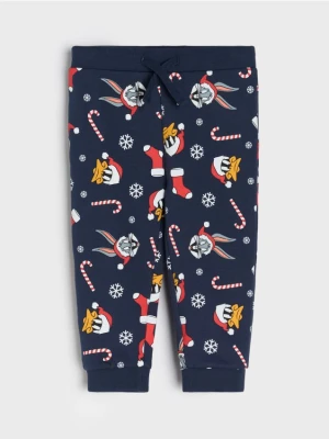 Sinsay - Spodnie jogger Looney Tunes - granatowy