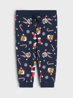 Sinsay - Spodnie jogger Looney Tunes - granatowy