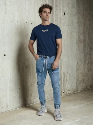 Sinsay - Spodnie jogger slim fit - granatowy