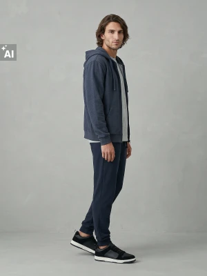 Sinsay - Spodnie jogger slim fit - granatowy