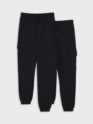 Sinsay - Spodnie jogger z bawełną 2 pack - czarny