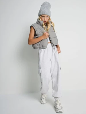 Sinsay - Spodnie jogger z bocznymi kieszeniami - szary