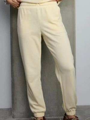 Sinsay - Spodnie jogger z dzianiny terry - żółty