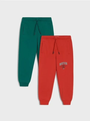 Sinsay - Spodnie jogger z nadrukiem 2 pack - czerwony