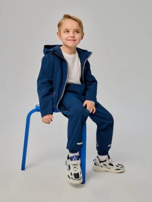 Sinsay - Spodnie jogger z odblaskowym nadrukiem i wodoodpornym wykończeniem Active - granatowy