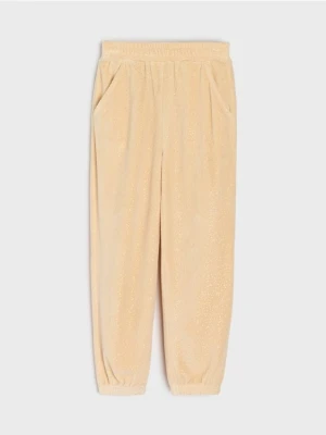 Sinsay - Spodnie jogger z połyskiem - beżowy