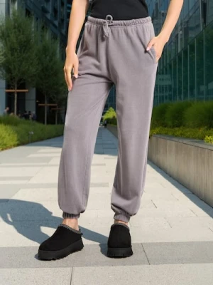 Sinsay - Spodnie jogger ze ściągaczami - szary