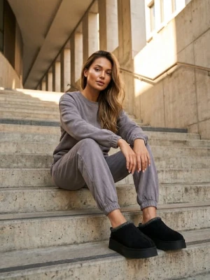 Sinsay - Spodnie jogger ze ściągaczami - szary