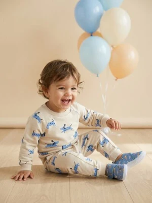 Sinsay - Spodnie jogger ze wzorem - kremowy