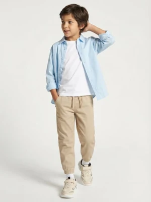 Sinsay - Spodnie joggery slim z twillu o miękkim wykończeniu - beżowy