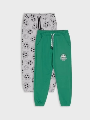 Sinsay - Spodnie loose z motywem piłkarskim 2 pack - zielony
