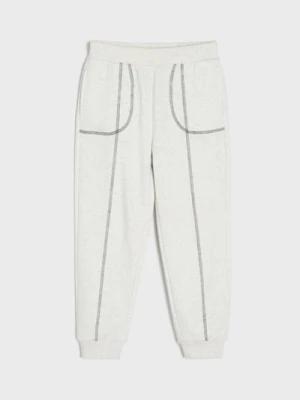 Sinsay - Spodnie loose z ozdobnymi przeszyciami - szary