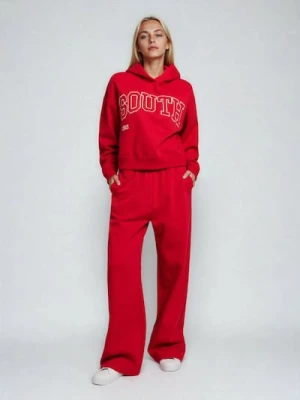 Sinsay - Spodnie materiałowe z szeroką nogawką - czerwony