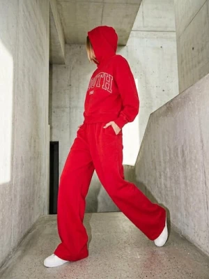 Sinsay - Spodnie materiałowe z szeroką nogawką - czerwony