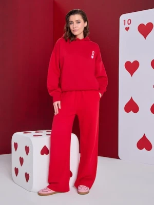 Sinsay - Spodnie materiałowe z szeroką nogawką - czerwony