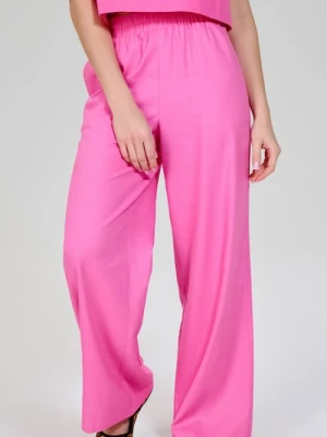 Sinsay - Spodnie materiałowe z wiskozy i domieszką lnu - różowy