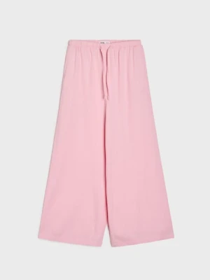 Sinsay - Spodnie oversize z wiskozy i domieszki lnu - różowy