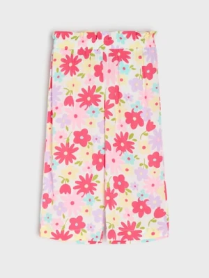 Sinsay - Spodnie papierbag z nadrukiem kwiatowym z wiskozy - wielobarwny