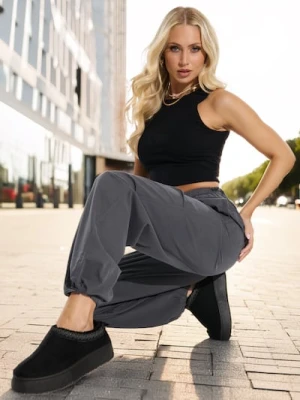 Sinsay - Spodnie parachute - szary