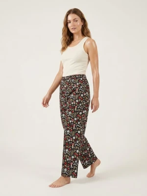 Sinsay - Spodnie piżamowe z szeroką nogawką i kwiatowym motywem - wielobarwny
