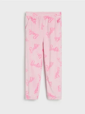 Sinsay - Spodnie pull on z gumką w pasie Barbie - różowy