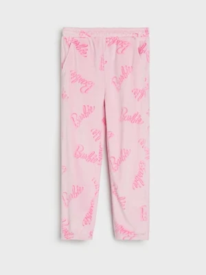 Sinsay - Spodnie pull on z gumką w pasie Barbie - różowy