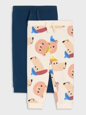 Sinsay - Spodnie regular ze wzorkiem 2 pack - kremowy