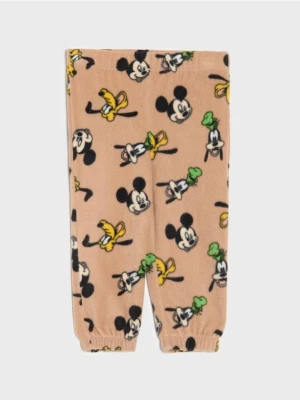Sinsay - Spodnie regular ze wzorkiem Mickey - brązowy
