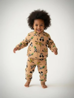 Sinsay - Spodnie regular ze wzorkiem Mickey - brązowy