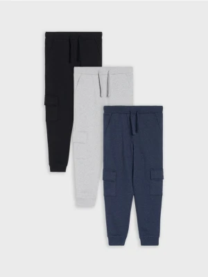 Sinsay - Spodnie slim 3 pack - granatowy