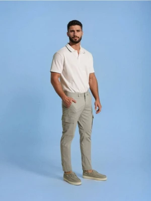 Sinsay - Spodnie slim cargo - szary