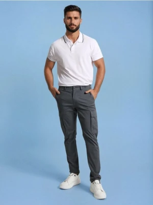 Sinsay - Spodnie slim cargo - szary