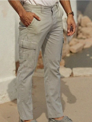 Sinsay - Spodnie slim cargo - szary