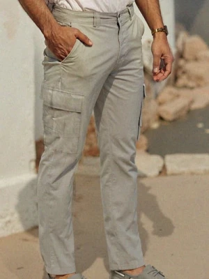 Sinsay - Spodnie slim cargo - szary