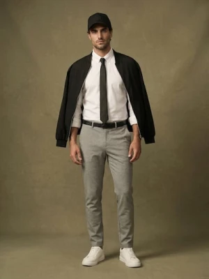 Sinsay - Spodnie slim fit z domieszką wiskozy - szary