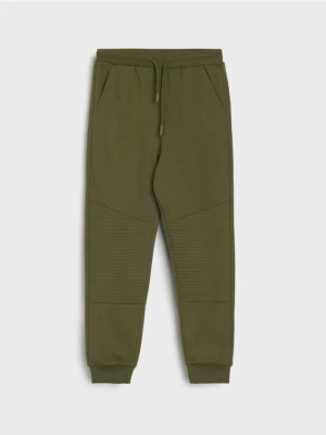 Sinsay - Spodnie slim z ozdobnymi przeszyciami - khaki
