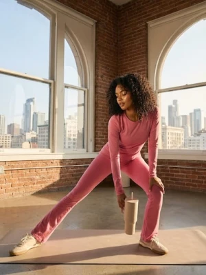 Sinsay - Spodnie sportowe ACTIVE - różowy