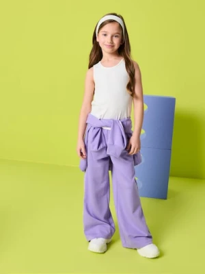 Sinsay - Spodnie sportowe wide leg - niebieski