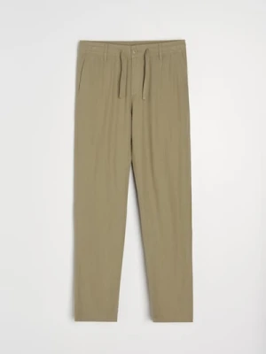 Sinsay - Spodnie straight leg z domieszką lnu - zielony