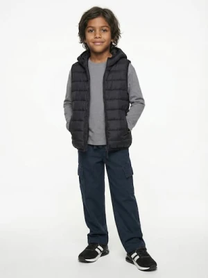 Sinsay - Spodnie straight leg z kieszeniami cargo - granatowy