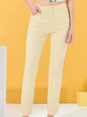 Sinsay - Spodnie straight slim - żółty