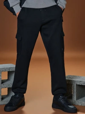 Sinsay - Spodnie tapered cargo fit - czarny