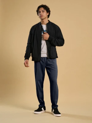 Sinsay - Spodnie tapered fit - granatowy