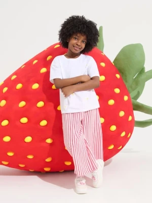 Sinsay - Spodnie tkaninowe w paski - różowy