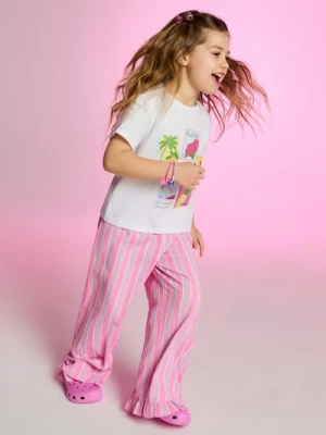 Sinsay - Spodnie tkaninowe w paski - różowy