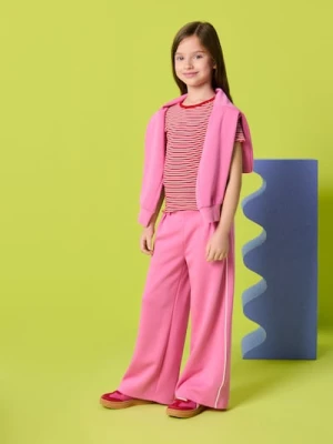 Sinsay - Spodnie wide leg z domieszką wiskozy Active - różowy